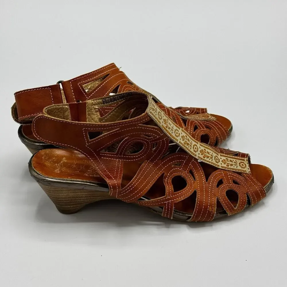 Spring Step L'Artiste Flourish Gladiator Wedge Stacked Heel Sandals EU 39 US 8.5
